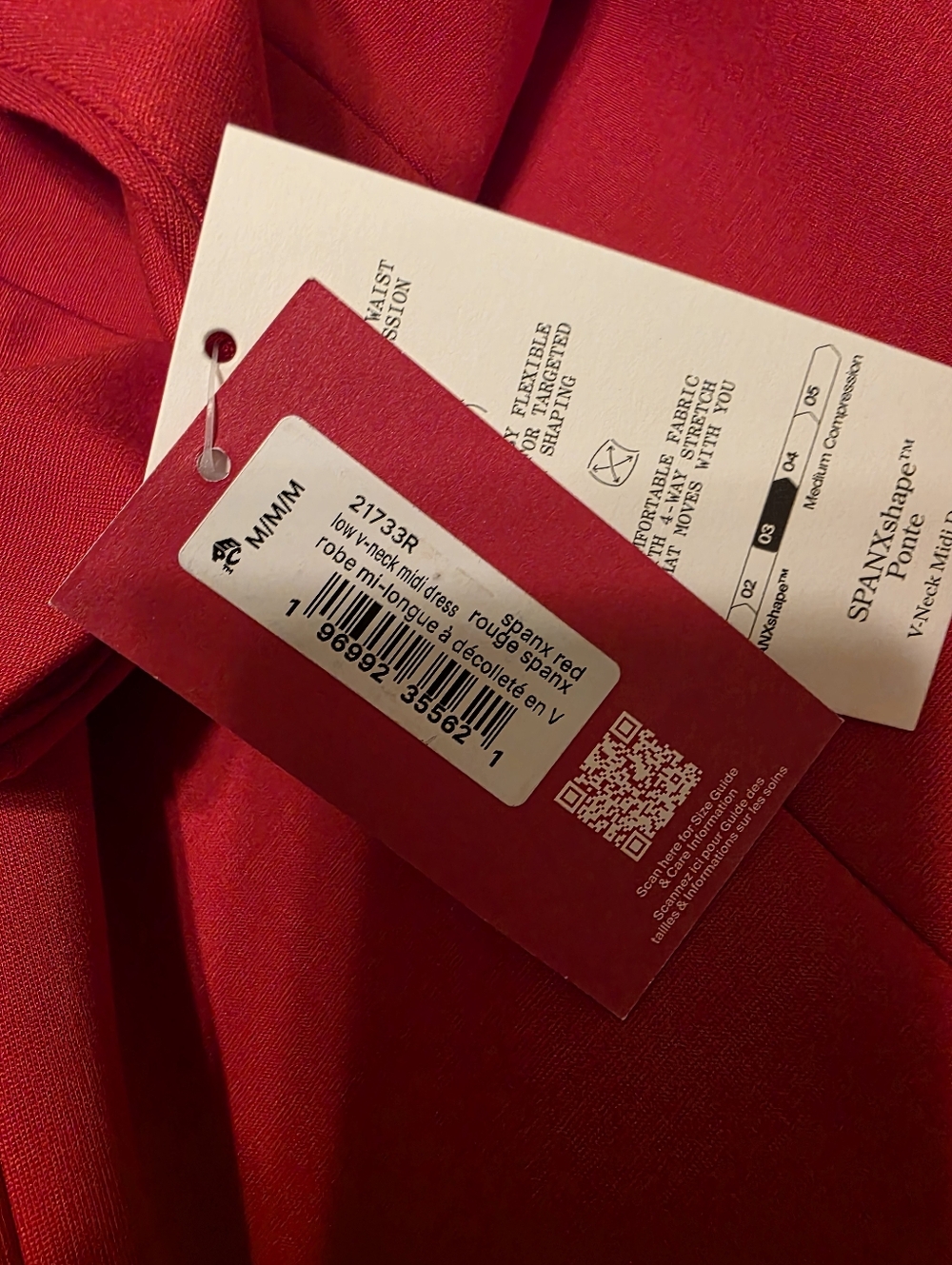 NWT SPANX Shape Red Ponte V-Neck Sleeveless Midi Dress Size M - Picture 2 of 9